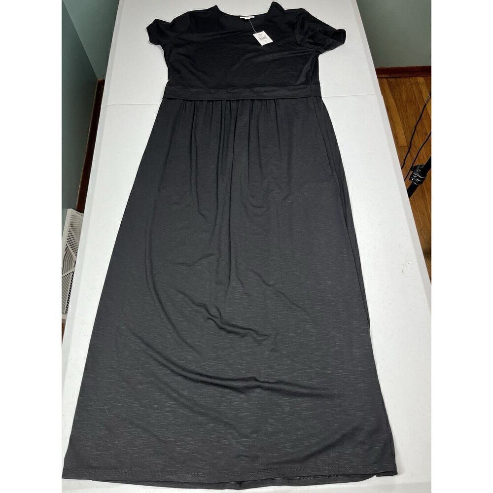J. Jill Womens Pocket Midi Black Minimalist Casaul Shirt Dress Size Small NWT
